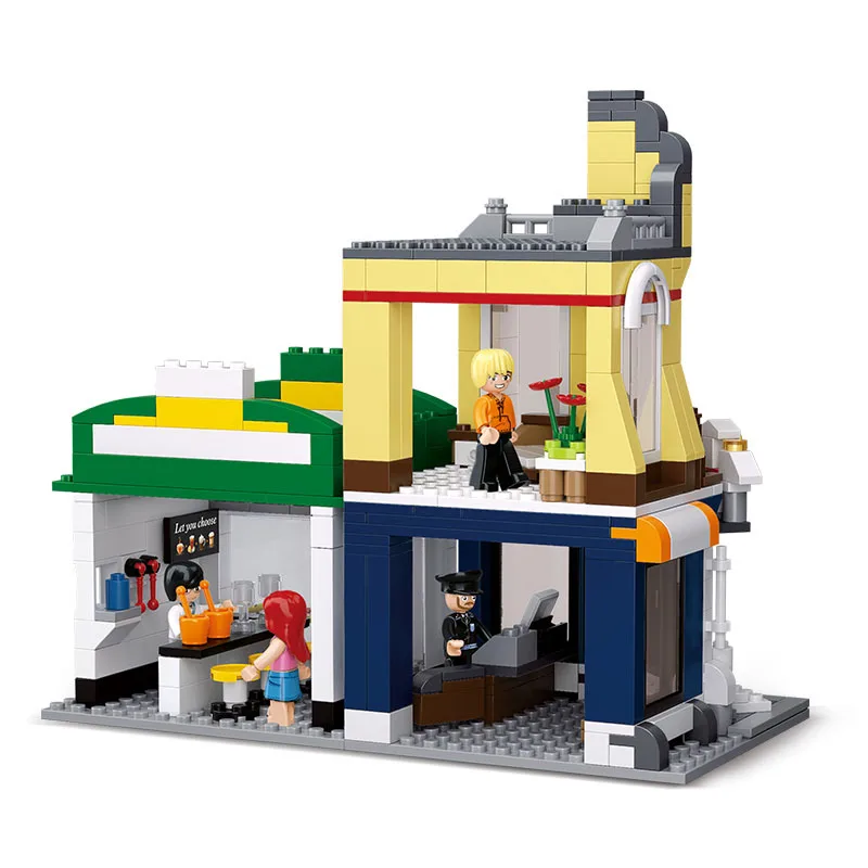 Coffee shop Hotel Bricks Toys Sim City Street view Forge Big World Building Blocks Kids Set Model Gifts Compatible Friends | Игрушки и