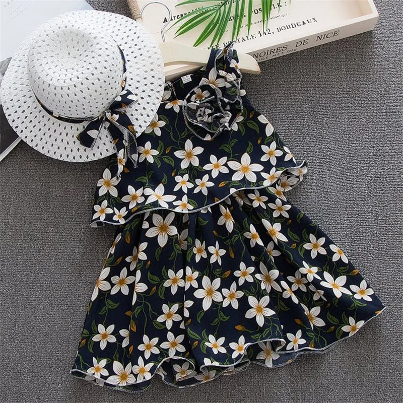 2019 girls summer dress fashion cotton print sleeveless party dresses for kids birthdays clothing beach 1-4T | Детская одежда и