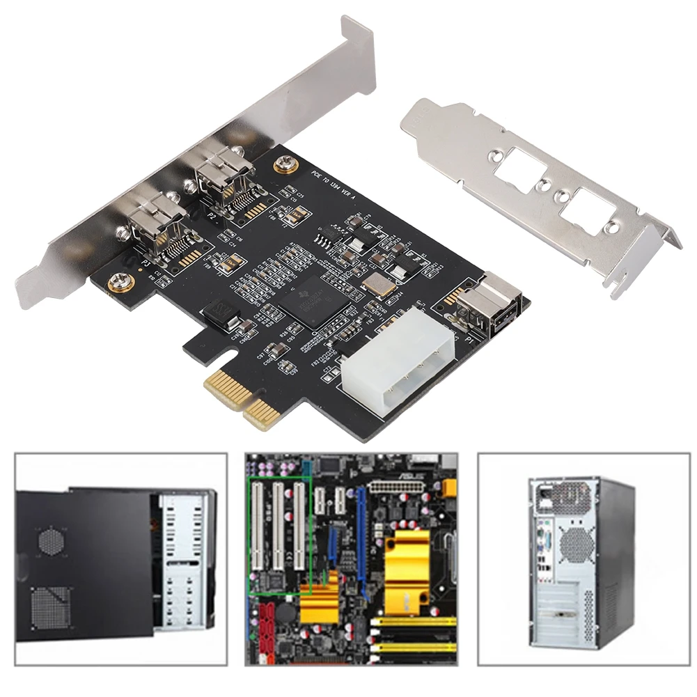Горячая PCI E в 3 портовый 1394B Карта видеозахвата 800 Мбит/с адаптер карты контроллера