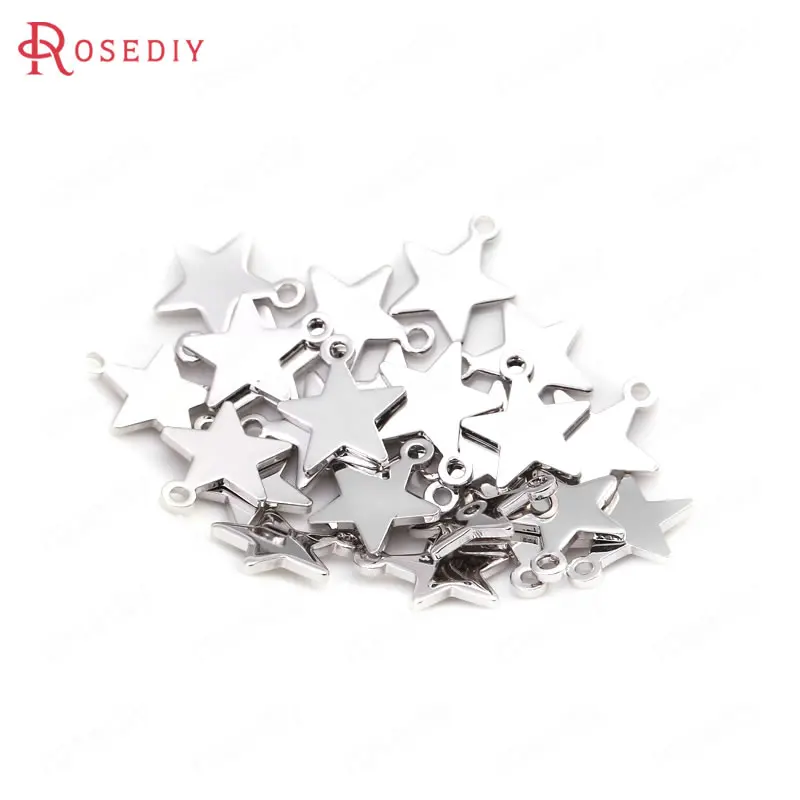 Platinum Color 34454) 20 шт 6*8 мм 10*12 мм отверстие 1 мм 24K золото цвет латунь украшения в виде звездочек подвески Высокое качество Diy ювелирных изделий Аксессуары - Цвет: Platinum Color