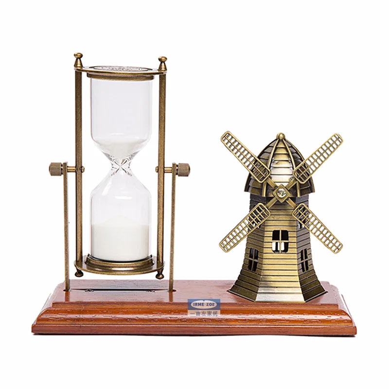 HQ DC01 Luxury Metal Swivel 30 Minutes Sand Timer Sand Glass Clock Hourglass Home Office Decorate Cinnabar Ornaments Tableware - Цвет: WINDWILL