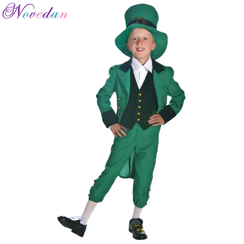 Disfraz de Navidad para niños y niñas, elfo verde irlandés, San Patricio, fiesta folclórica, Halloween