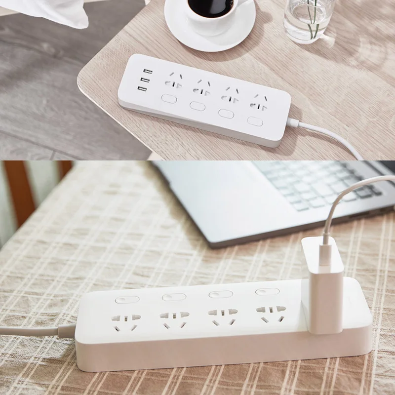 Оригинальный удлинитель для розетки Xiaomi Mijia с выключателем питания 3 USB 2 а адаптер