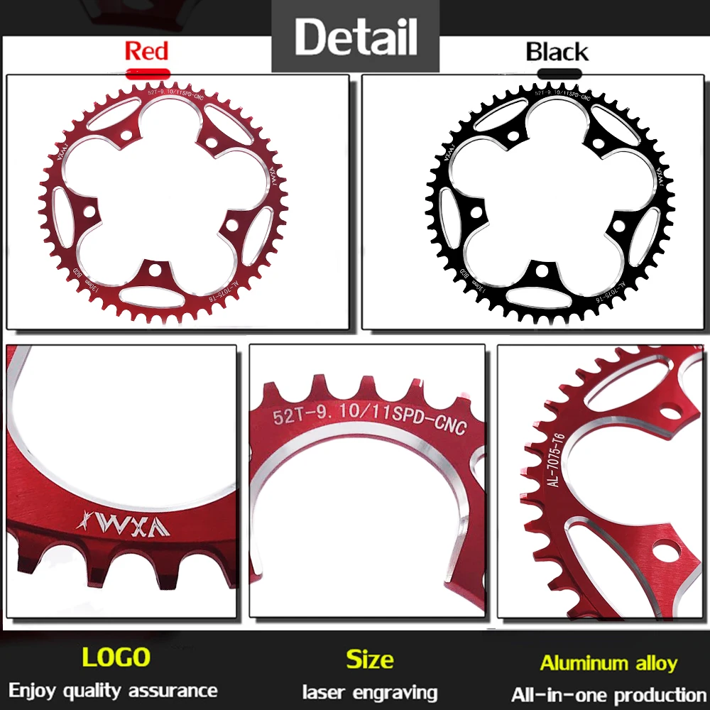 VXM Road Bicylcle 130BCD 50T 52T 54T 56T 58T 60T Narrow Wide Chainwheel Bike Alloy Ultralight Climbing Power Chainring Plate