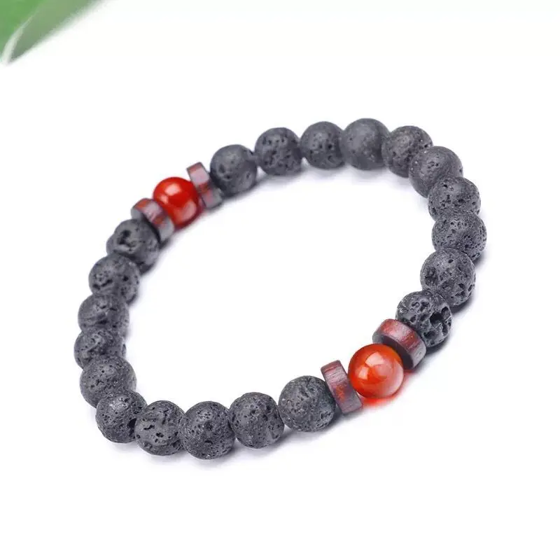 8 мм натуральный черный камень из вулканической лавы браслет черные бусы