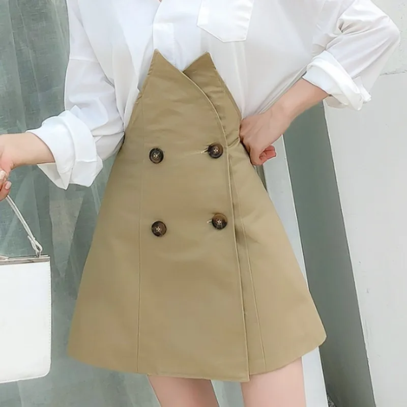 Летняя Англия стиль сплошной цвет Женская юбка Корейская Высокая талия длинный