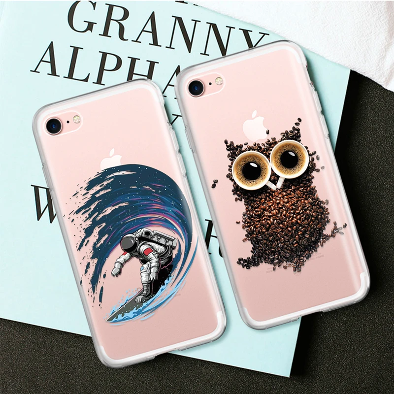 Модный прозрачный мягкий чехол из ТПУ для iPhone XS 8 7 6 6S Plus силиконовая задняя крышка