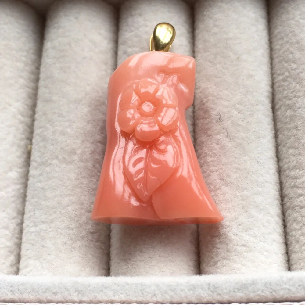 Fine Jewelry Real 18K Gold AU750 G18K Natural 100% Precious Coral Pendant Diamond Gemstone Necklaces for Women | Украшения и
