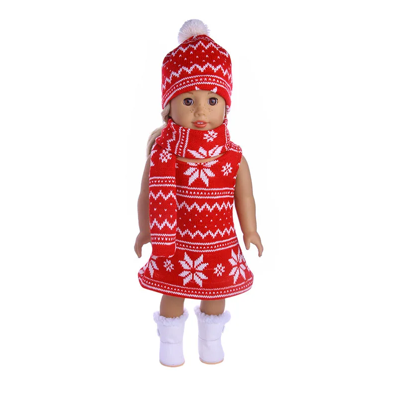Doll Clothes Accessories Red Winter Sweater 3pcs Fit 18 Inch &amp 43 Cm - our Generati | Игрушки и хобби