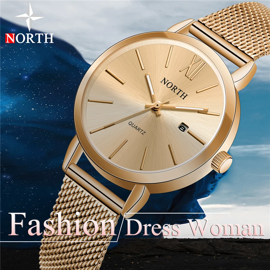 Reloj Mujer NORTH женские часы люксовый бренд кварцевые часы Женская мода платье Простые водонепроницаемые женские часы спортивные часы
