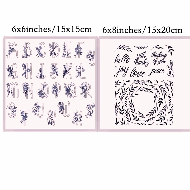 Florals Alphabets Branches Frame Pattern Transparent Clear Silicone Stamp/Seal for DIY scrapbooking/photo album Decor Stencil | Дом и сад