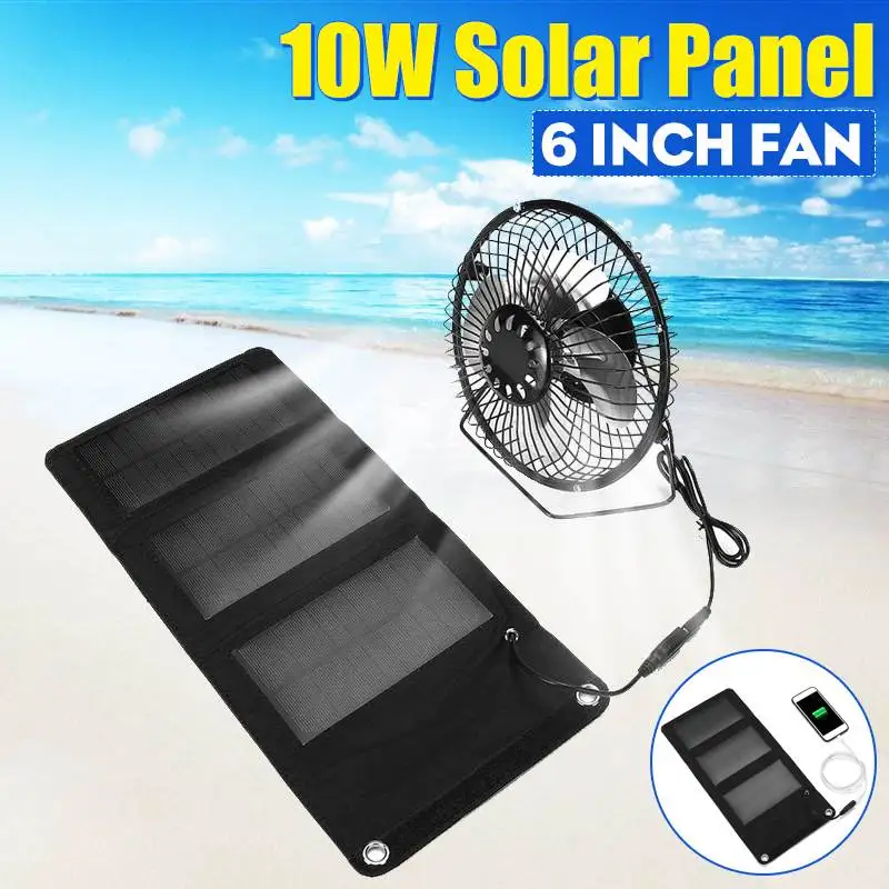 5W Solar Panel 6Inch USB Solar Panel Powered Cooling Fan RV Touring Car Camping Pet Chicken House Ventilator