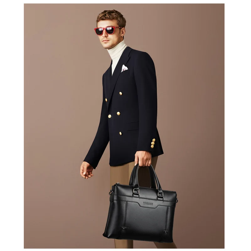 WEIXIER Большая вместительная сумка на плечо мужская деловая молнии