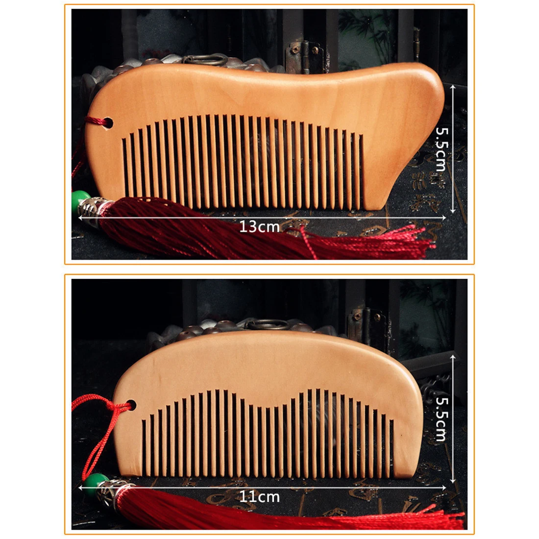 Кисточка резная ручная расческа из красного дерева для волос Деревянный Салон