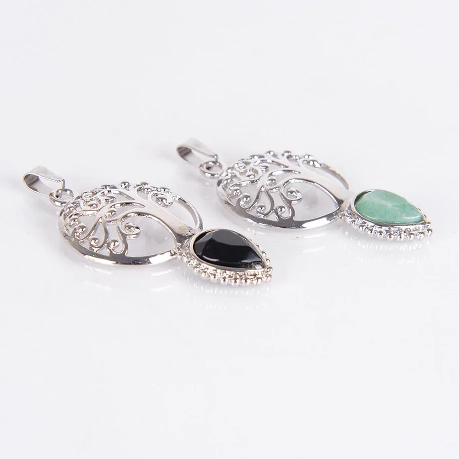 Ожерелье с подвеской в виде капли воды из натурального камня розовые Кварцевые