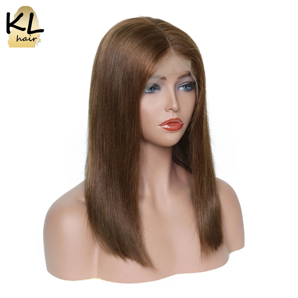 KL Hair 13x6 глубокая часть человеческих волос парики натуральные черные цвет #4