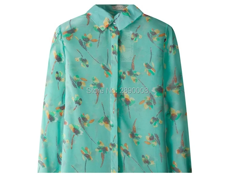 2017 женская обувь Новый Summer свободные сексуальные Chiffon рубашка Длинные рукава