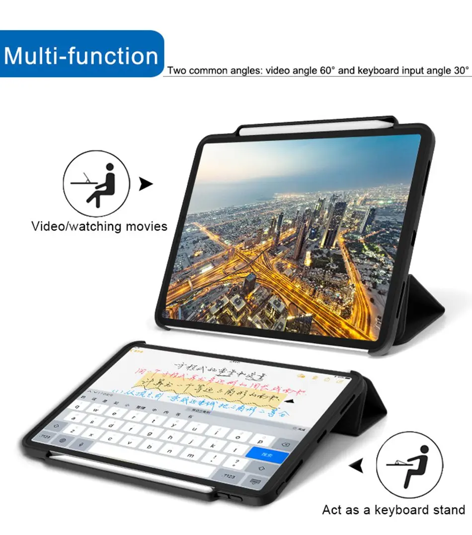Для iPad Pro 12.9 Чехол Карандаш Держатель Ткань Кожа Микрофибра Внутренняя Смарт-Чехол Для iPad Pro 12.9 A1876 A2014 A1895 A1983 Бизнес-Люкс Ультра Тонкий Тонкий Чехол Протектор Кожи Shell Coque Чехол