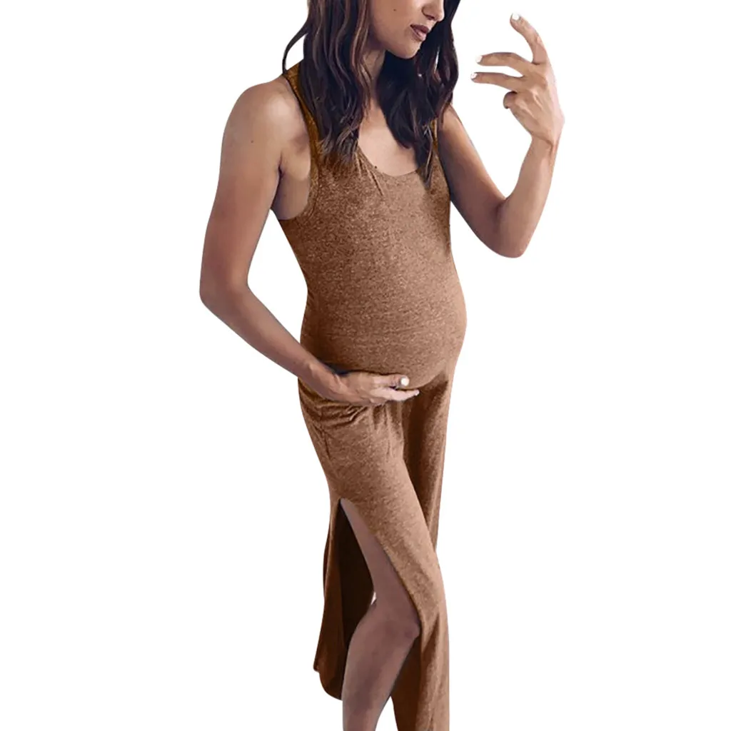 Женщины Твердые беременных материнства реквизит Bodycon Длинные платья на каждый