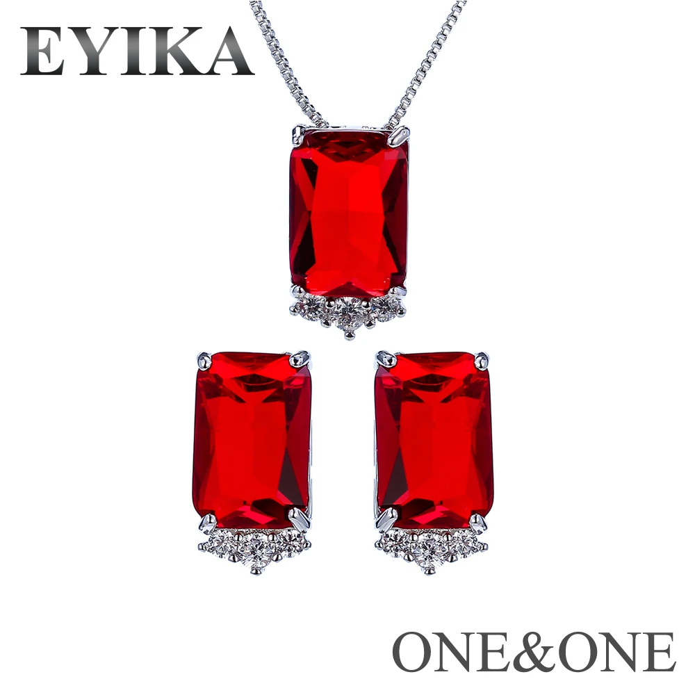 EYIKA квадратные ювелирные наборы оптом модный стеклянный кулон ожерелье/серьги