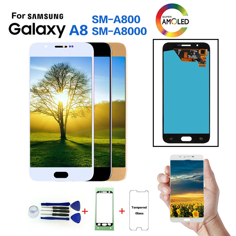 AMOLED экран для Samsung Galaxy A8 A800 сменный ЖК A800I A8000 модуль дисплея A800|Экраны мобильных