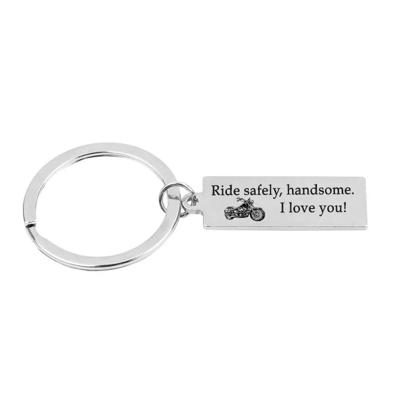 Stainless Steel Ride Safe I Love You Biker Keychain Motorcycle Key Chain Valentines Day Boyfriend Girlfriend Keyring Women Men | Украшения