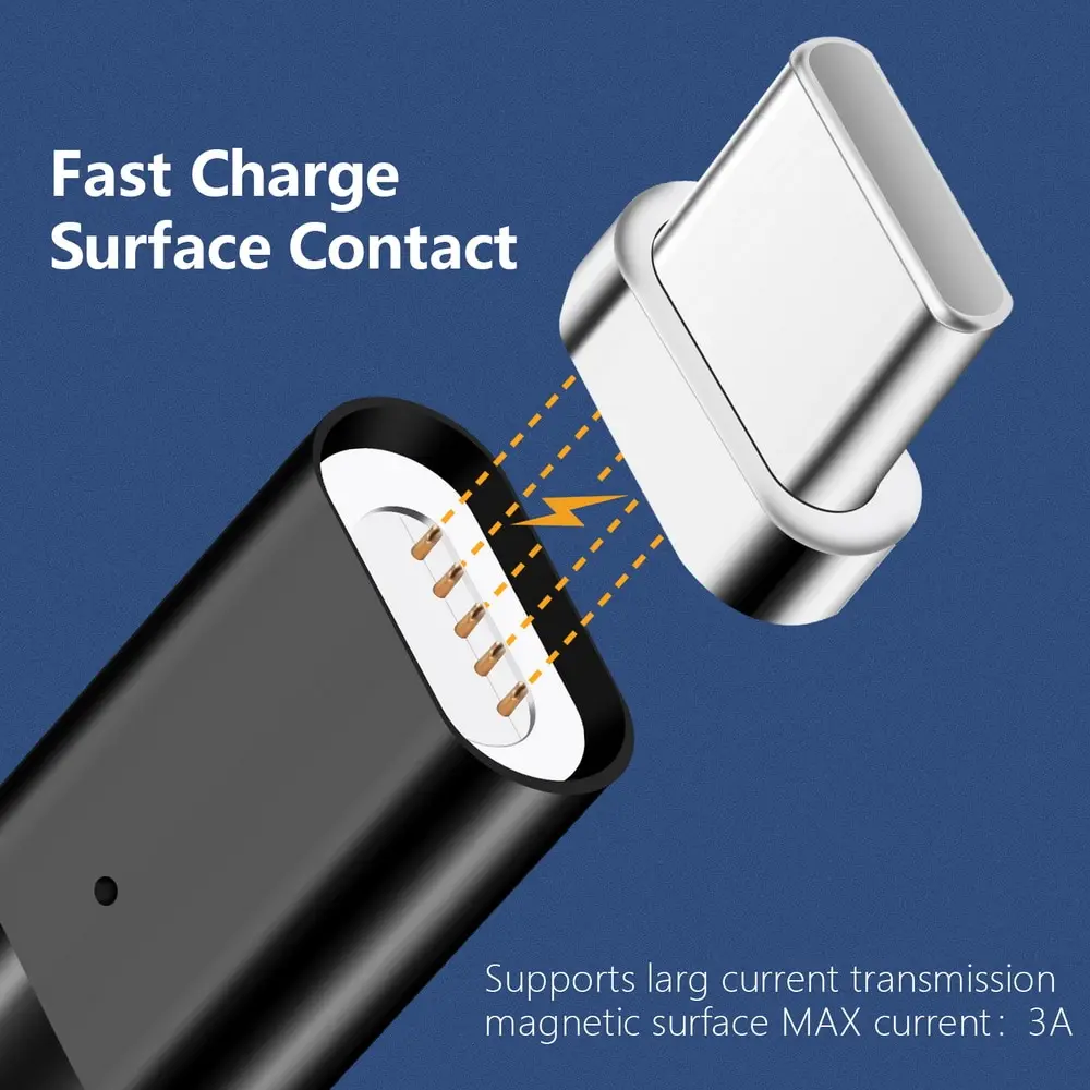 Micro USB кабель Магнитный 3A Быстрая зарядка 1 м Android Мобильный Быстрый зарядный шнур