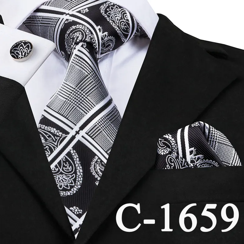 C-1659 C-3176, Шелковый тканый мужской галстук, серый, серебристый, новинка, в полоску, одноцветные, Hanky, запонки, набор, 8,5 см, Классический Бизнес, Свадебный кармашек, квадратный галстук - Цвет: C-1659