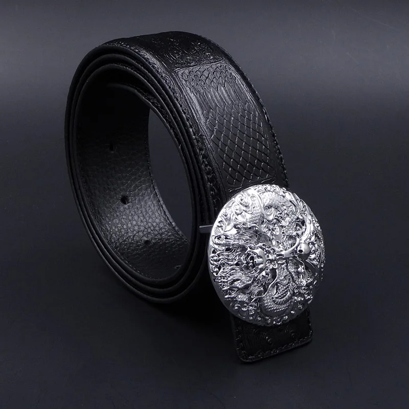 Мужской ремень из натуральной кожи с пряжкой в виде дракона|genuine leather belt|dragon