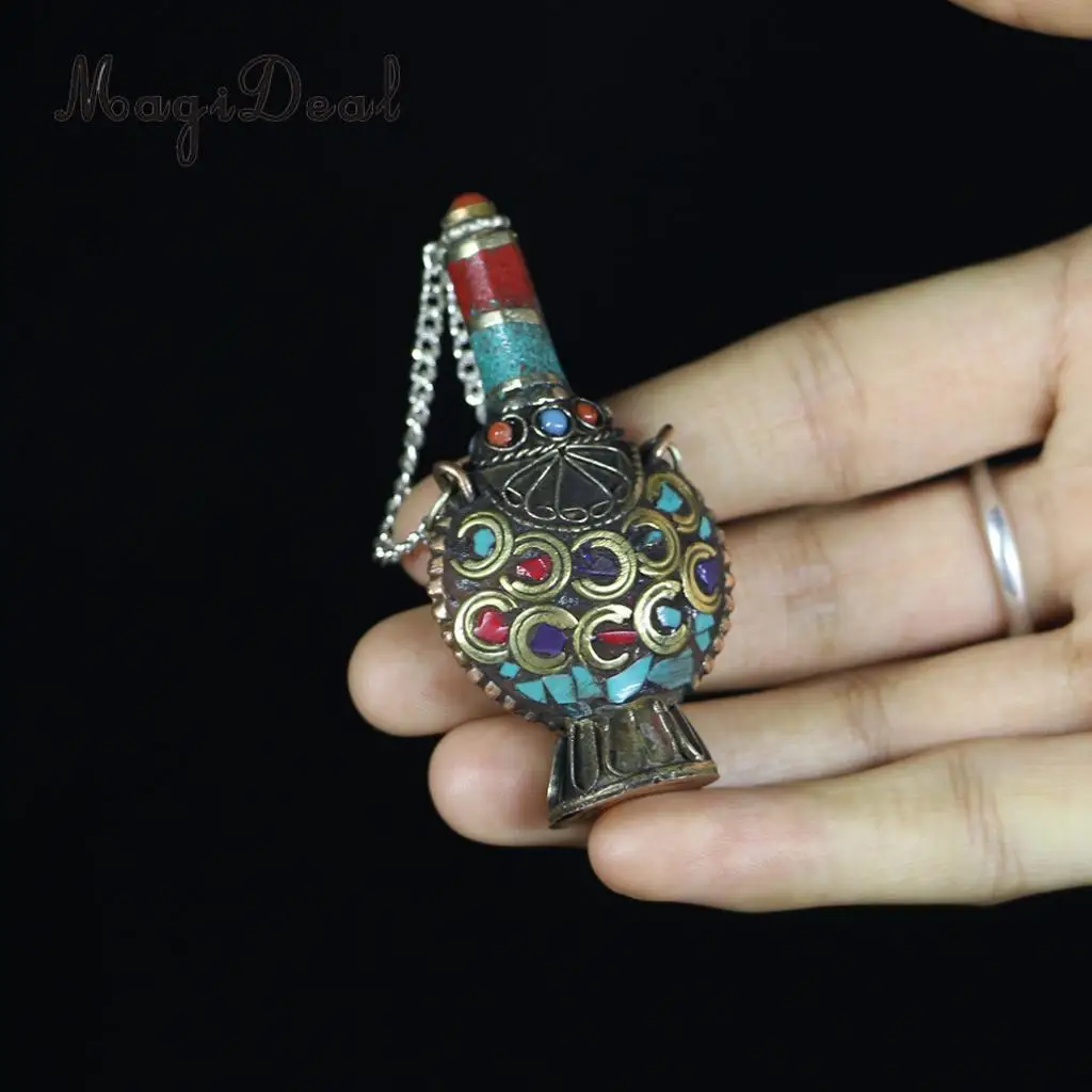 MagiDeal старинные тибетские Маленькие Бутылочки для табаков Непальские кулоны ручной работы бирюзовые украшения для домашнего декора