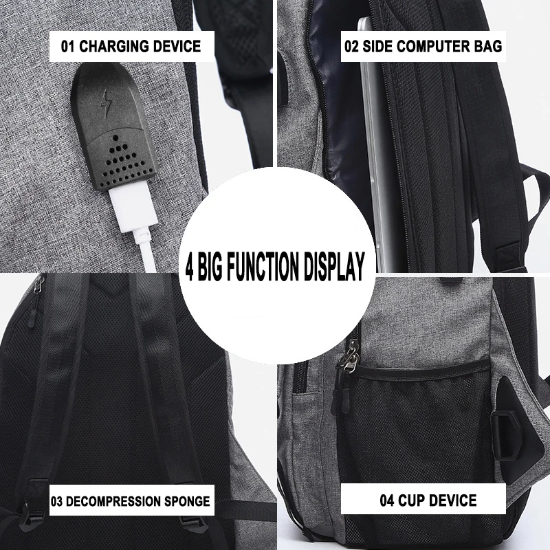 OZUKO USB зарядный рюкзак для ноутбука мужской модный школьный сумка Повседневная