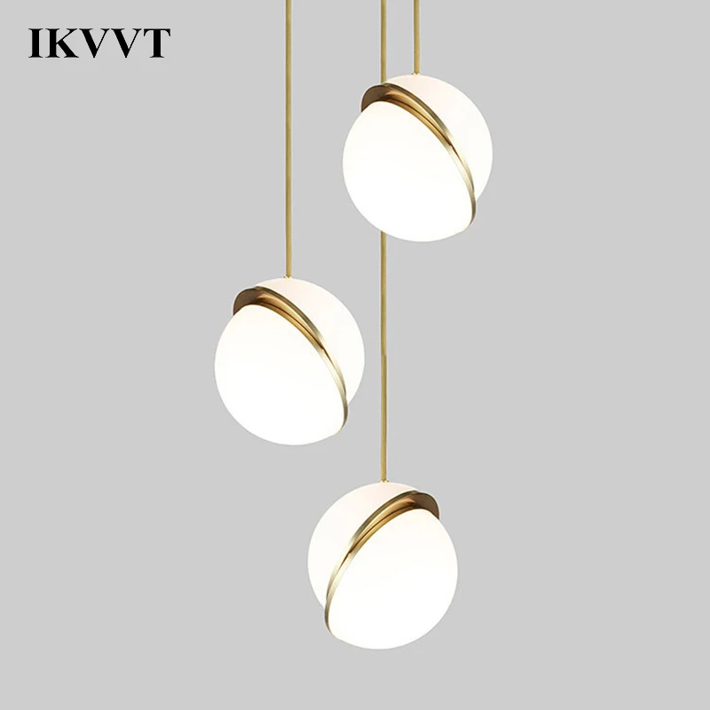 IKVVT современный светодиодный подвесной светильник белый стеклянный шар абажур