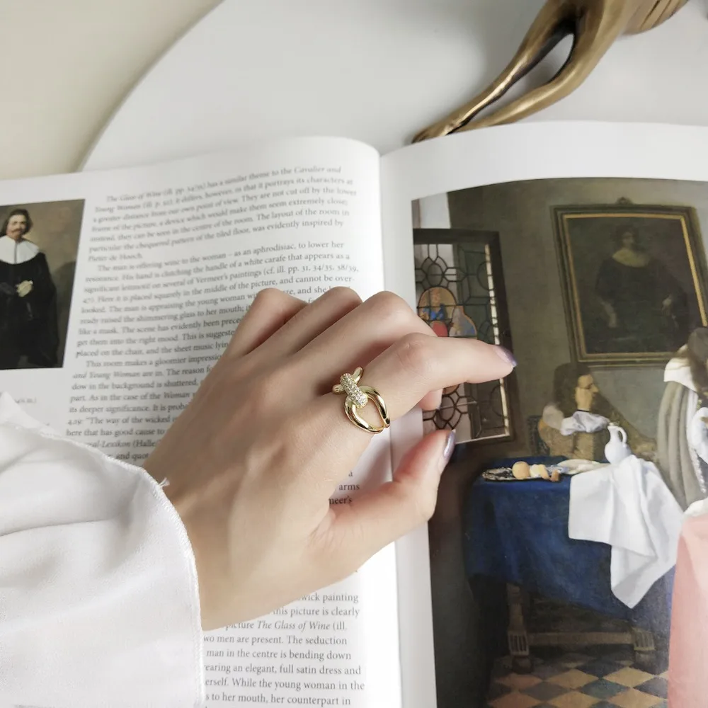 Женское Открытое кольцо из серебра 925 пробы с фианитом | Украшения и аксессуары