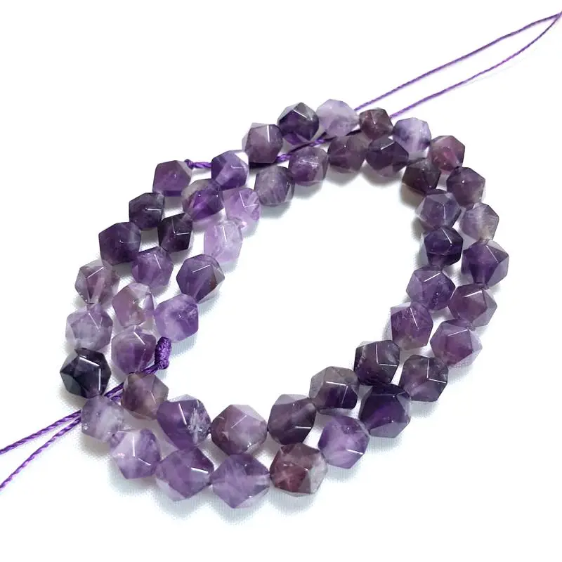 Natural amethyst cut surface semi-finished loose beads for DIY Bracelet necklace This has a size of 6mm | Украшения и аксессуары