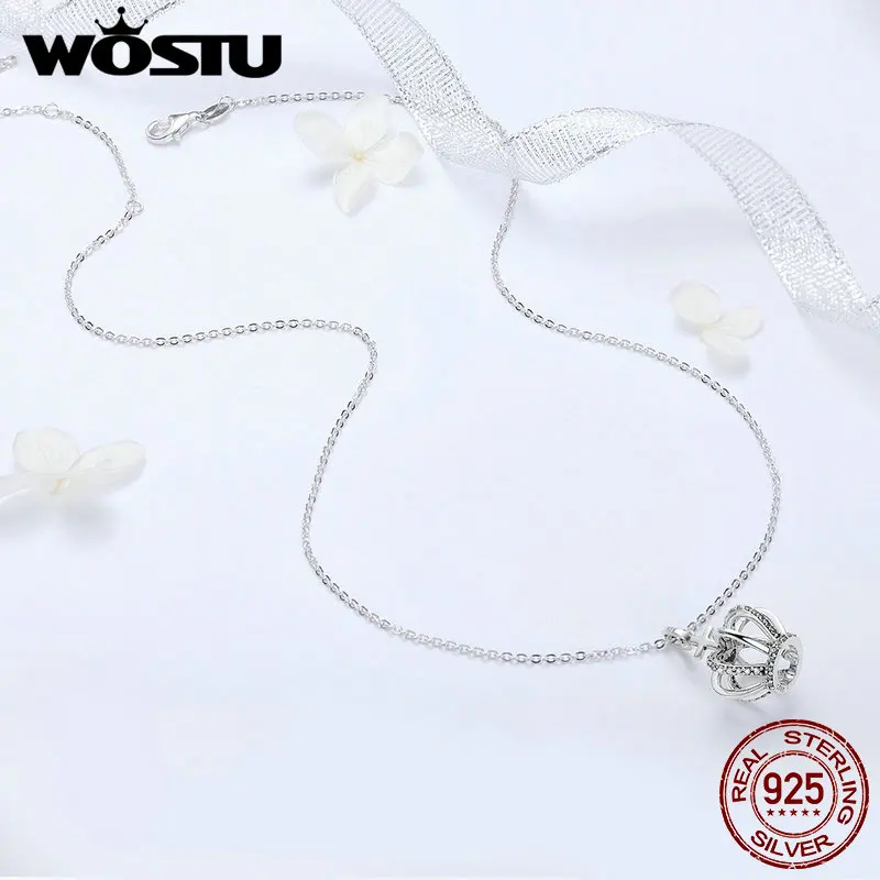 WOSTU высокое качество серебро 925 пробы Королевская корона кулон ожерелье для