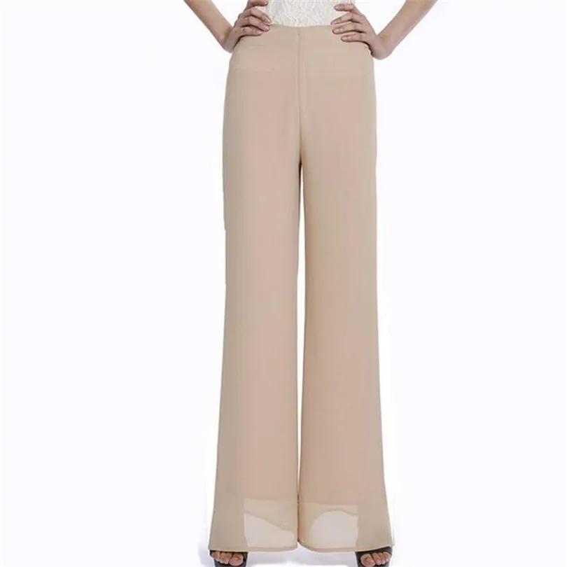 

VIIANLES Women Wide Leg Pants Side Split High Quality Ladies Elegant Office Trousers Double Layer Long