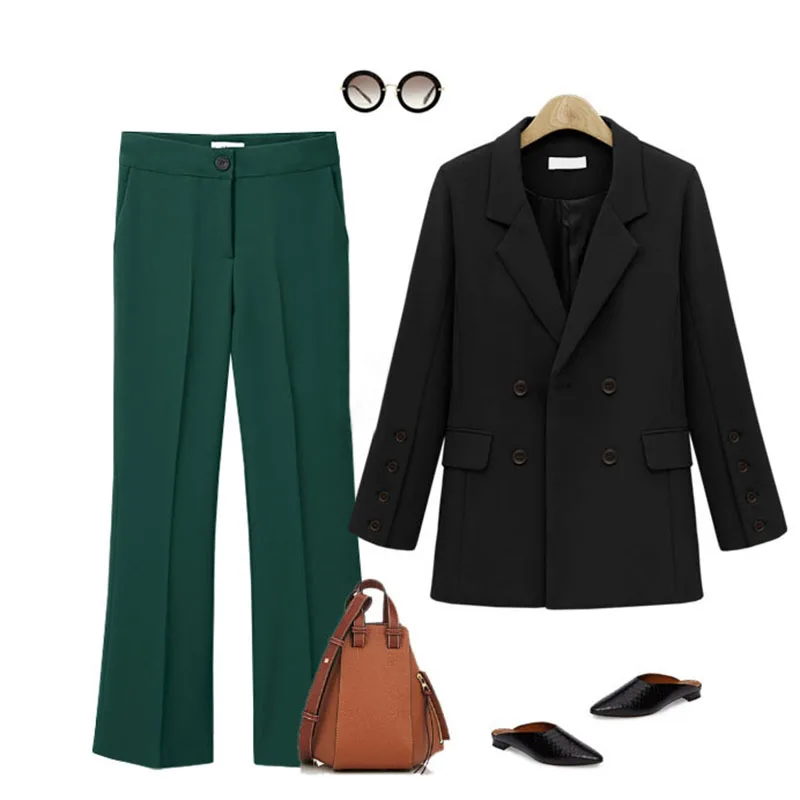 

Autumn Winter Suit Blazer Women Jackets 2019 New Casual Double Breasted Pocket Women Elegant Long Sleeve Blazer Outerwear W623
