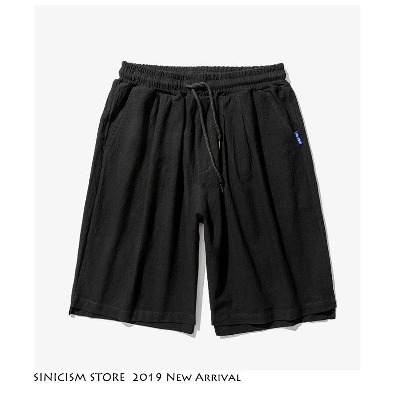 Sinicism Store мужские уличные шорты Харадзюку больших размеров однотонные 6 цветов мужские пляжные шорты в китайском стиле повседневные до колен