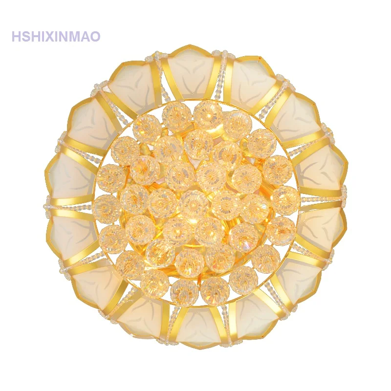 

free Gold roundles cornucopia living room LED crystal ceiling lamp bedroom lamp upscale atmosphere Lotus Restaurant AC90-260V