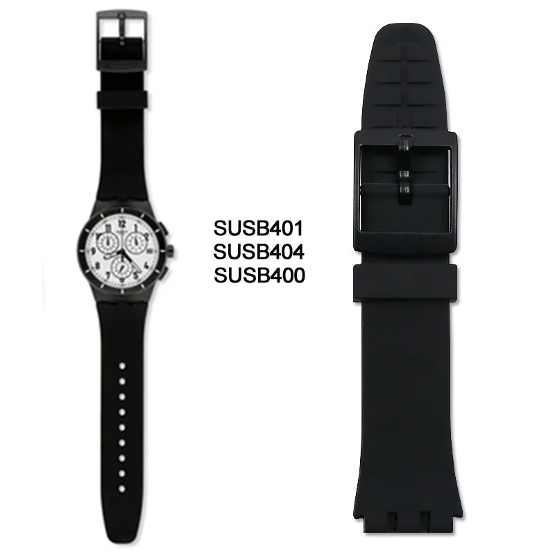 Silicone strap female pin buckle watch accessories 20mm for Swatch SUSB400 SUSW402 men's sports waterproof bracelet watch band