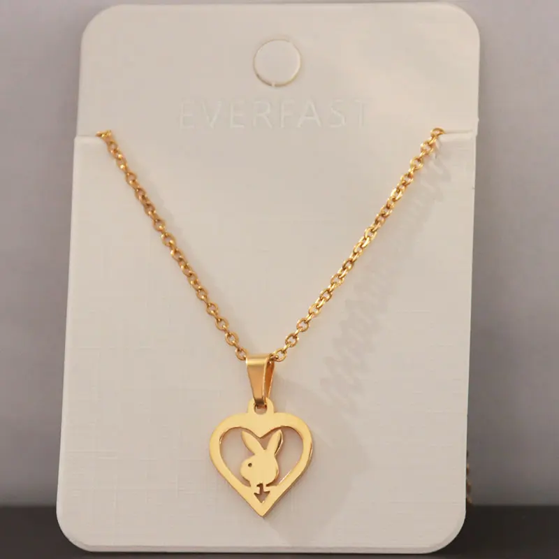 

Wholesale 10pc Bunny in Heart Stainless Steel Necklaces Rabbit Pendant Charms Chokers Necklace Kids Jewellery Bijoux femme lol