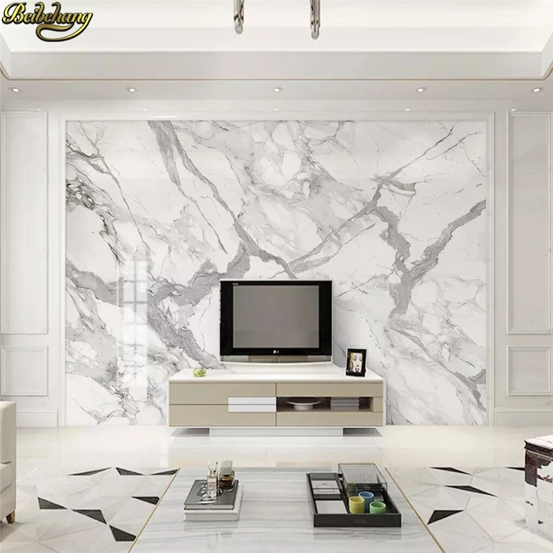 Beibehang Пользовательские белые мраморные фото обои 3D роспись Гостиная ТВ фон