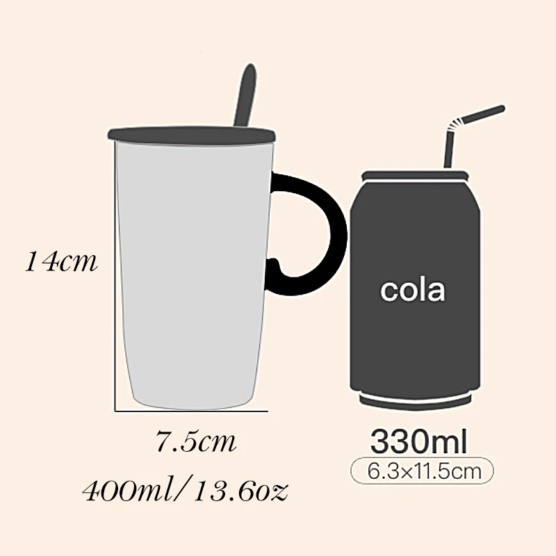 Керамическая кружка с крышкой и ложкой в виде милого рилиевого кота | Дом сад