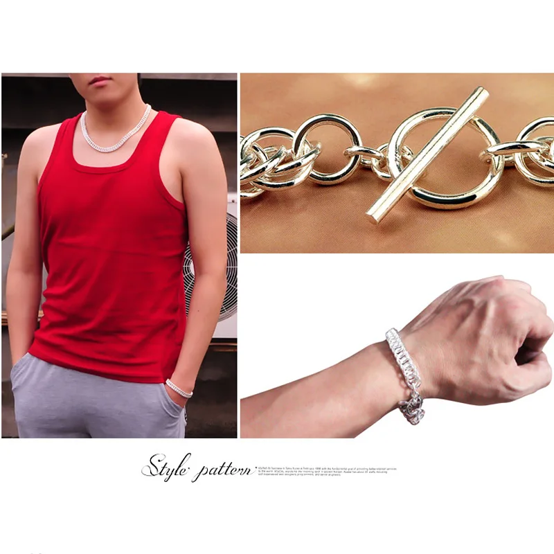 925 pure silver necklace bracelet sets for men keeled chain men's fashion jewelry cool clothes accessories. | Украшения и
