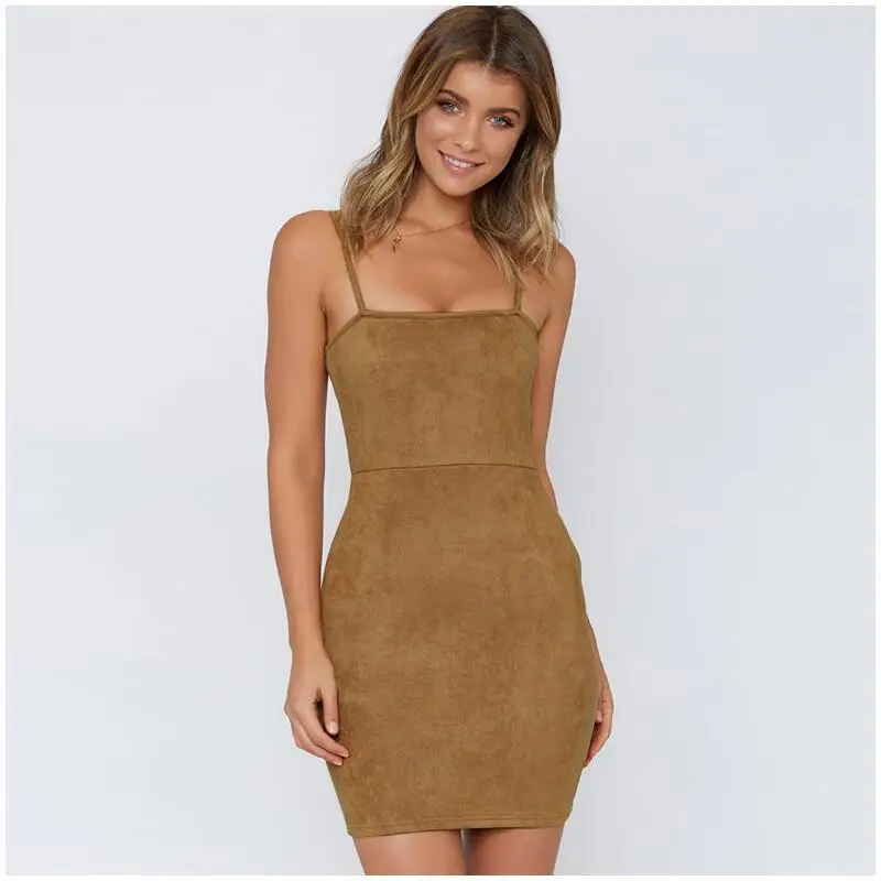 2019 Women's clothing Summer new style Suede suspender sexy dress D031 | Женская одежда