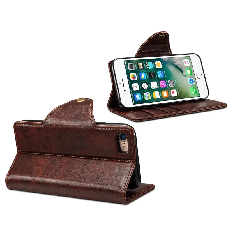 Чехол для iPhone 8 4 7 дюйма Вертикальный флип-чехол из ПУ кожи В Стиле Ретро Crazy Horse apple