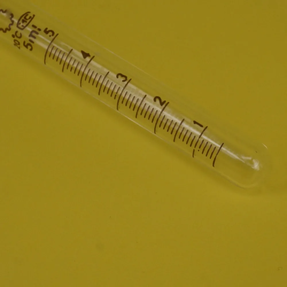 5 мл градуированная линия лабораторная прозрачная стеклянная испытательная