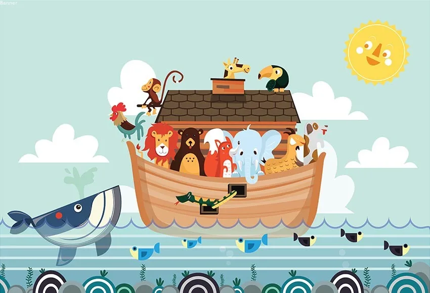 7x5FT Noah's Ark Noah Animal Boat морская рыбка морской слон пользовательские фотостудии