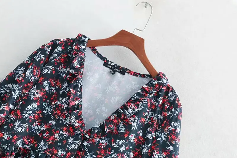 2019 Для женщин с милым цветочным принтом vestidos повседневные свободные прямого кроя