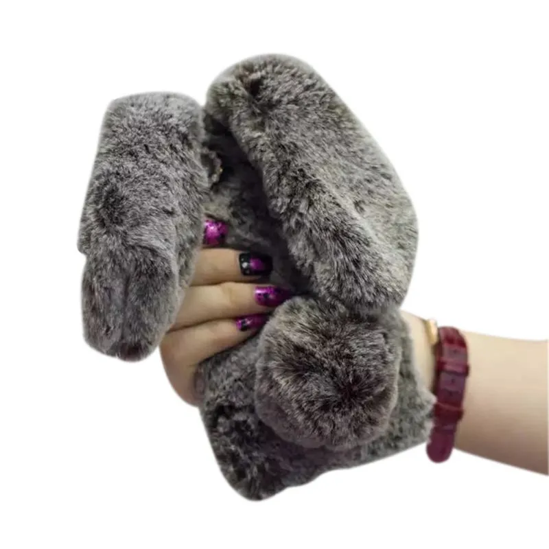 1 шт. искусственный мех кролика чехол со стразами и кроличьими пушистыми ушками